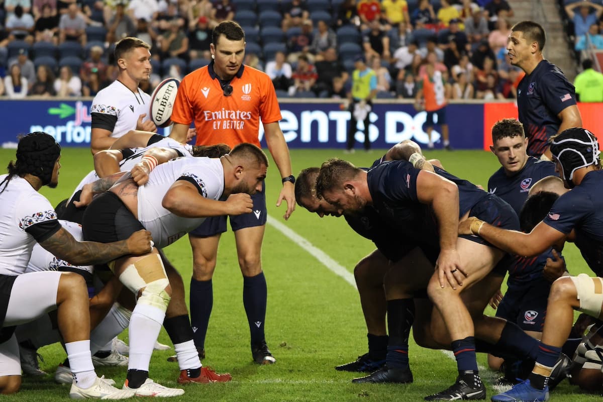 USA Men's Eagles prep a scrum against Romania - July 5, 2024, Chicago